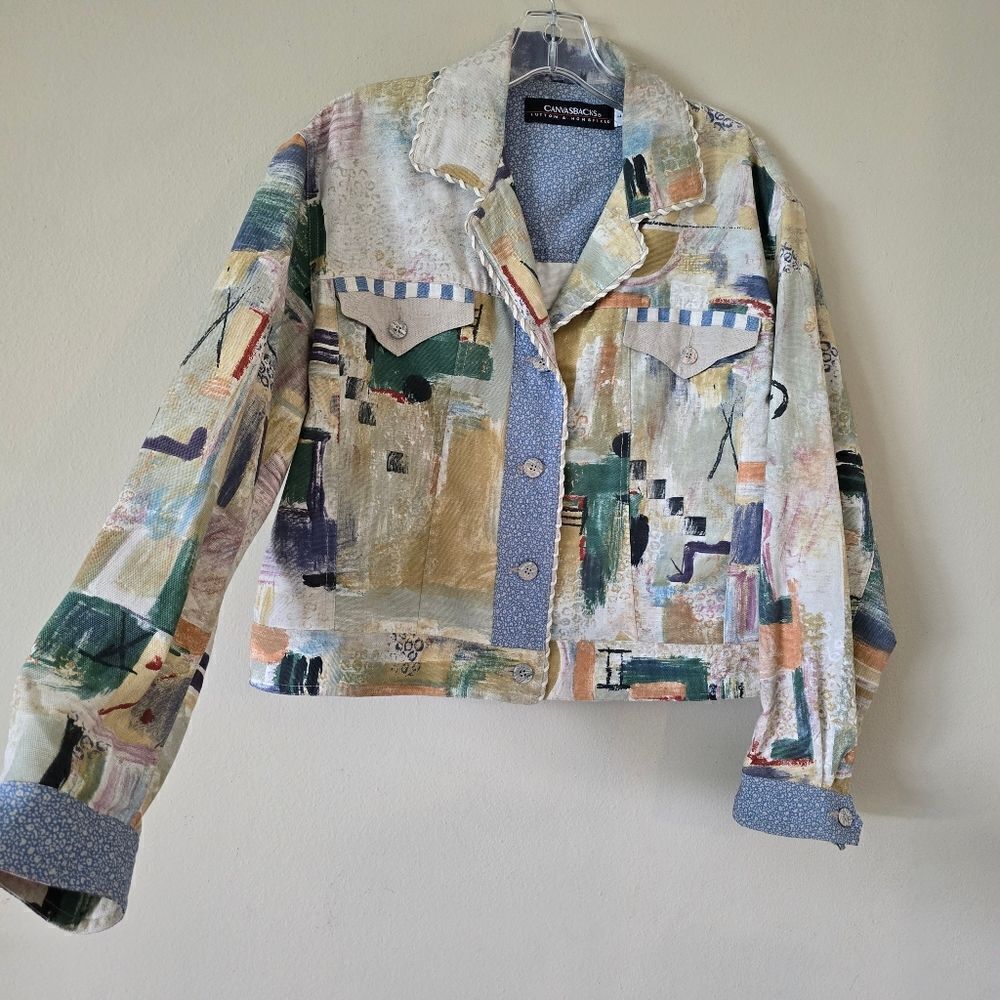 Canvasbacks‎ Jacket Women Large Beach Linen Cotton Art to Wear Lutton Horsfield
